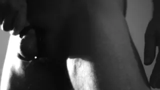 Stroking Hard Cock in Black and White with Lots of Cum