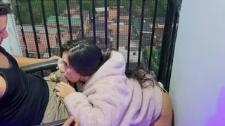 Hardcore sex on the balcony while neighbors watch us