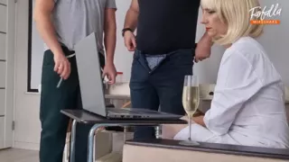 A Sexy Nurse Helps Two Patients Donate Sperm. Threesome. Mfm. Part 1