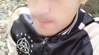 Having Cum Load From Used Condom, Rinsing Mouth with Cum and Swallowing Cum Outside