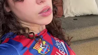 Hot Soccer Girl in Jersey & High Socks Spanks Her Ass & Shows Camel Toe