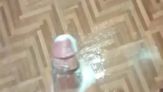 Girlfriend gives handjob in bathroom