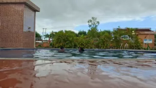 Sperm Floating in the Pool, Hard Sex in the Water, Double Orgasm