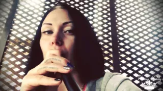 Blowing shisha smoke from itching nose and scratching it all the time!