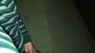Twink Pisses with Erection Under the Bridge - Uncut Cock