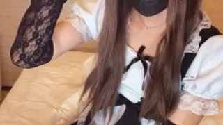 Masked cross-dresser vibrator masturbation video