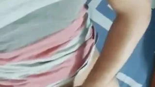 Masturbating hot man teasing his long hard cock