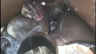 Black whore with gigantic breasts covered in whipped cream then fucked with BBC