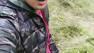 Intense Quick Jerk off Outdoor While Friends Are Inside House