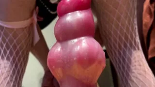 Submissive Sissy Marathons Two Monster Dildos
