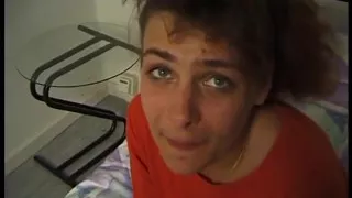 Brunette vixen gets banged and jizzed on belly in pov