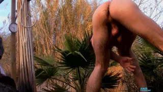 Cooling Down with His Uncut Cock