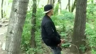 Bad Boy Jerks While Smoking Cigarette in a Forest - Almost Caught - so His Balls Stay Full