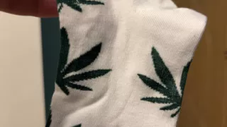 Gay Solo - Green Leaf Socks & White Cotton Fetish in Bedroom