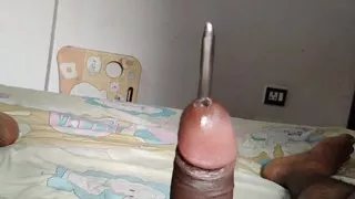 Amazing double Sounding by Indian Pierced cock.