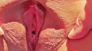 Horny mature shows super close up wide open cunt spread.