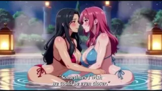 Stepmom and stepsister taking hot bath and pressing togather