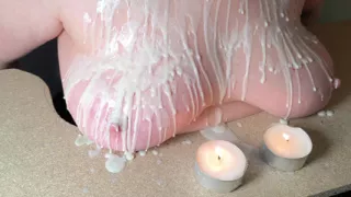 Breasts with hot candle wax and then beat
