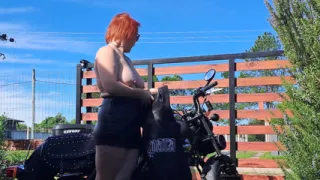 Biker Girl Behind the Scenes: Leather, Black Bike & A Naughty Secret (Full in Bio)