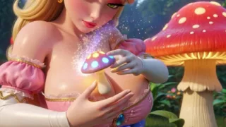 Beautiful Princess Peach Naked Peaceful Morning Garden Routine Tending Magical Flowers Mushroom Kingdom Nature