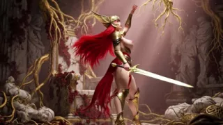 Malenia Blade of Miquella Sensual Throne Routine in Decayed Elphael with Revealing Armor and Provocative Poses