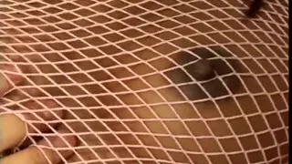 Black c-cup hottie gets off being double-penetrated by two white dudes