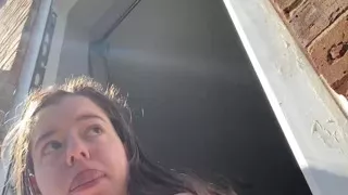 RISKY masturbation on balcony and SHE Cums HARD