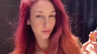 Italian Long hair big boobs Stepmom Artemisia Love smoking session outdoor