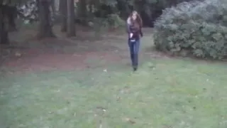 Lovely euro babe blowing dick outdoors before banging in house