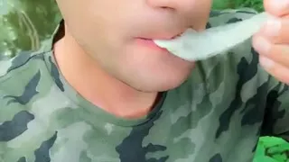 Twink Has a Fresh Cum From Used Condom Till Last Drop Outdoor
