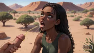Ebony Queen's Water-soaked Desert Climax: Horny, Sexy Ebony Chick!