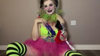 Clown Girl Panty Stuffing Her Pussy