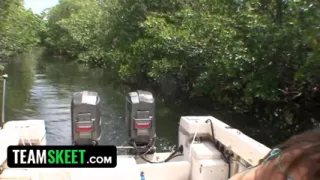 This Girl Sucks - Petite teen strips off her clothes and sucks on her guy friends cock by the dock