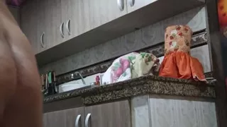 Kitchen Hot Time Sexy Girl Fuck Cucumber Deep in Holes and Squirting Very Wet Beackfast Daddylove