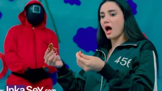 Squid Game - Victoria Camargo Brazilian Breaks the Cookie in the Squid Game and Gets Fucked by Her Meaty Pink Pussy.