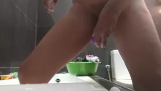 Sri Lankan Girl Musterbation in bath room with Dildo Lust with Big Boobs and wet Pussy