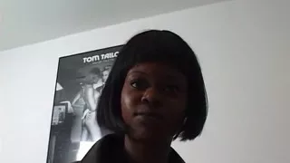 Hairy ebony teen sucks white cock