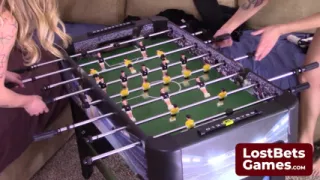 Dylan and Carmen are back for a thrilling game of Strip Foosball
