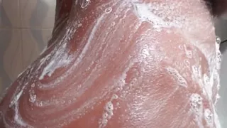 In the Shower Bathing, Massaging Boobs and Fingering Pussy Ass in Doggy Style