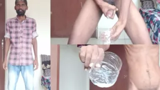 Rajesh Playboy 993 Masturbating Big Cock in the Bedroom and Cumming in the Glass. Huge Cumshot