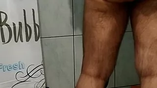 Big Dick Gay cums while showering