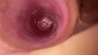 Camera deep inside Mia's teen creamy pussy