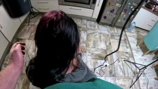 Bathrobe MILF Hair Drying and Brushing Blowjob with Cum in My Hair