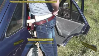 Sex in backseat car Taxi driver stopped on side road sexy blonde MILF jerk off cock. Man fuck pussy doggystyle cum