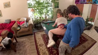 Stepsiblings messing around in the living room get horny and fuck