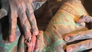 Glasses & Fur Lingerie Tattooed Cutie Creams on Her Dildo