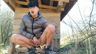 Fucking with Dildo in the Squat and Moaning in the Garden