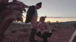 Sunset Blowjob and Huge Cumshot