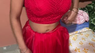 Indian Desi Wife With Red Saree Looking So Very Hot And Tight Pussy