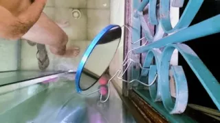Furry is caught cumming in the company bathroom, smeared the floor with cum!